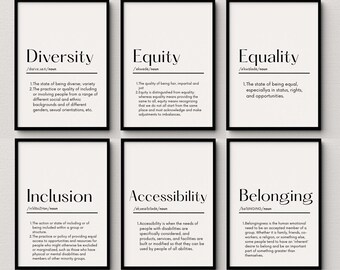 Impressions sur la diversité, l'équité et l'inclusion : décoration de bureau minimaliste (téléchargement numérique)