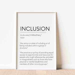 Inclusion Definition, Equality Classroom, Diversity Art, Diversity Print, Inclusion Wall Art, Inclusive Poster