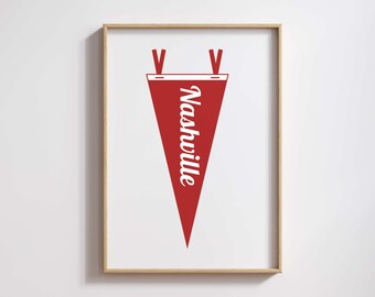 Nashville Student Poster, Pennant University Flag, College Dorm Print, Pennant Wall Art