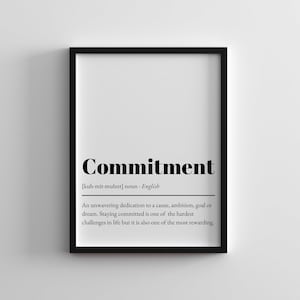 Commitment Definition Wall Art | Minimalist Office Decor | Motivational Print & Inspiration Poster for Home/Office