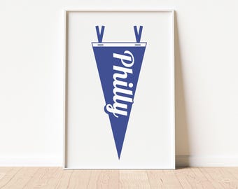 Philly Student Poster, Pennant University Flag, College Dorm Print, Pennant Wall Art
