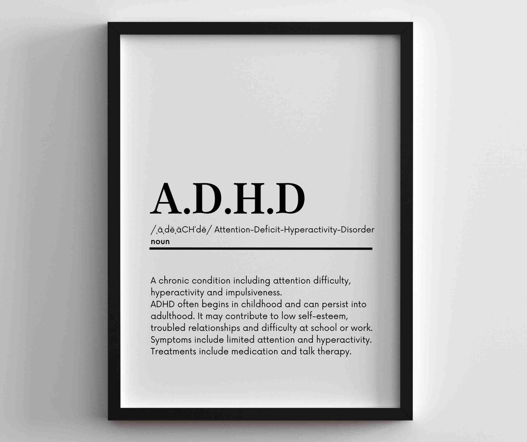 ADHD Definition Print, ADHD Poster, Mental Health Print, Psychologist