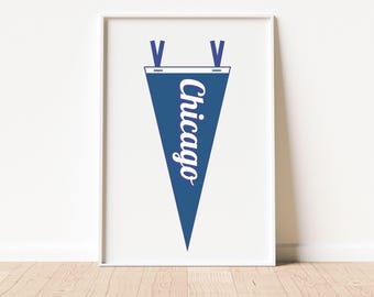 Chicago Student Poster, Pennant University Flag, College Dorm Print, Pennant Wall Art