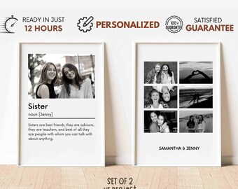 PERSONALIZED Sister Print 2, Definition Print Personalised Gift for Sister Gift for Her Birthday Gift Photo Gift
