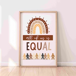All Of Us Is Equal, Equality Classroom, Diversity Print, Diversity Decor, Inclusion Wall Art, Inclusive School Art