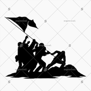 5 panneaux Iwo Jima drapeau élévateur armée toile art mural