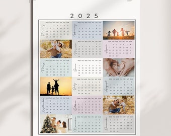 2025 Fotokalender Vorlage: Bearbeitbare Familiencollage (Digitaler Download)