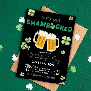 St. Patrick's Day Celebration Invitation, Let's Get Shamrocked, Saint Patrick's Day Party Invite, Green Beer Party, St. Patty's/Paddy's Day