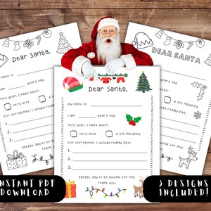 Carta de Navidad a Papá Noel para niños, carta a Papá Noel, carta imprimible a Papá Noel, lista de deseos de Navidad en formato PDF, carta de Navidad a Papá Noel para estudiantes