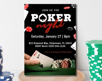 Poker Night Invitation | Editable Poker Game Night Invitation | Poker Party Invite | Editable Template | Casino Night Invite | Texas Holdem