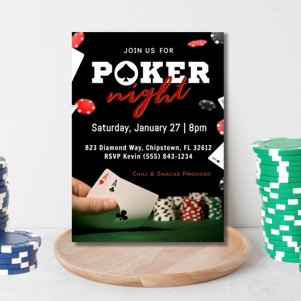 Poker Night Invitation | Editable Poker Game Night Invitation | Poker Party Invite | Editable Template | Casino Night Invite | Texas Holdem