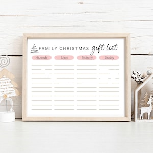 Weihnachtswunschliste Tracker, bearbeitbare Geschenkliste Planer, Urlaubswunschliste Vorlage für Familie und Freunde, personalisierte druckbare Wunschliste
