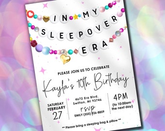 Sleepover Era Birthday Invitation: Friendship Bracelet Theme (Digital Download)