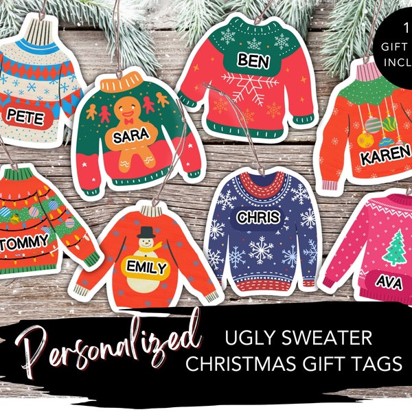 Ugly Christmas Sweater Gift Tags, Printable Gift Tags, Digital Christmas Gift Tags, Ugly Sweater Gift Labels, Printable Holiday Tag