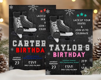Hockey Birthday Party Invitation: Ice Skating Rink, DIY Template (Digital)