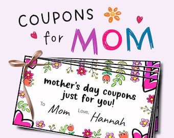 Personalized Mother's Day Coupon Book: Printable Gift for Mom (PDF)