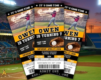 Baseball Ticket Geburtstagseinladung: Bearbeitbare Sportparty einladen (Digitaler Download)