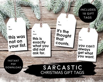 Printable Sarcastic Christmas Gift Tags, Digital Christmas Gift Tags, Funny Gift Tags, Sarcastic Gift Labels, Sarcastic Holiday Tags