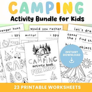 Camping Activity Bundle for Kids: 21 Printable Games (PDF) image 1