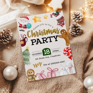 Editable Christmas Party Invitation: DIY Holiday Invite (Digital Download)