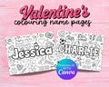 Valentine-Themed Name Coloring Page: DIY Personalized Name Kids Activity Sheet (Digital Download)
