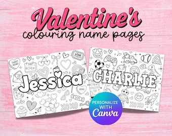 Valentine-Themed Name Coloring Page: DIY Personalized Name Kids Activity Sheet (Digital Download)