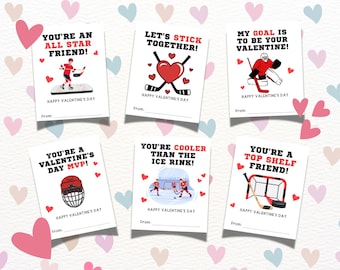 Hockey Valentine&#39;s Day Cards for Kids: Printable Classroom Valentines (PDF)