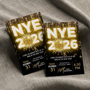 Elegant Black and Gold NYE Party Invitation: Editable 2026 Countdown (Digital Download) image 10
