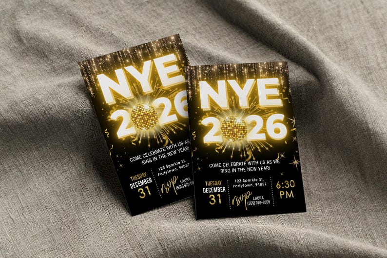Elegant Black and Gold NYE Party Invitation: Editable 2026 Countdown (Digital Download) image 10