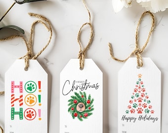 Printable Christmas Dog Gift Tags: Holiday Puppy Labels (PDF)