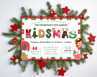 Kids Christmas Party Invitation: Editable Holiday Event Invite (Digital Download)
