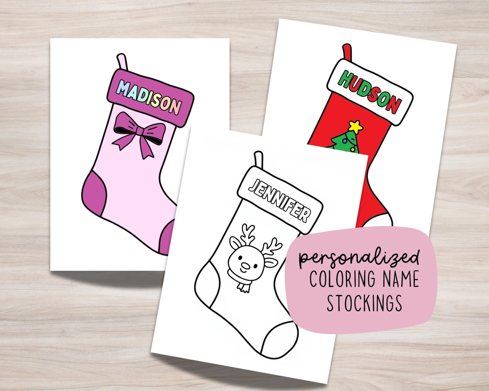 Printable Christmas Stockings Coloring Pages for Kids – Personalized ...