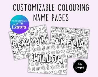 Customizable Coloring Name Pages, Editable Custom Name Coloring Pages for Kids, Kid Coloring Pages Printable, Instant Download Kids Activity