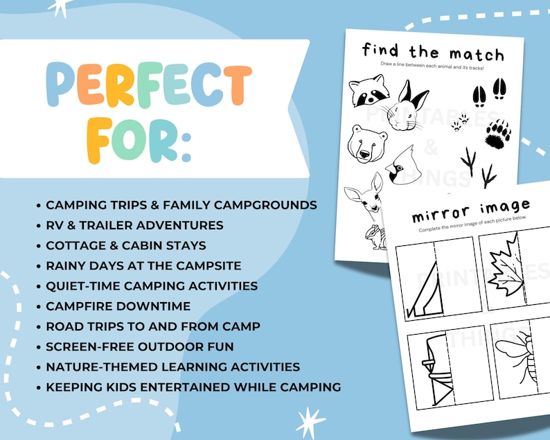 Camping Activity Bundle for Kids: 21 Printable Games (PDF) image 8