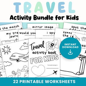 Kids Travel Activity Bundle: Games & Coloring Pages (PDF)