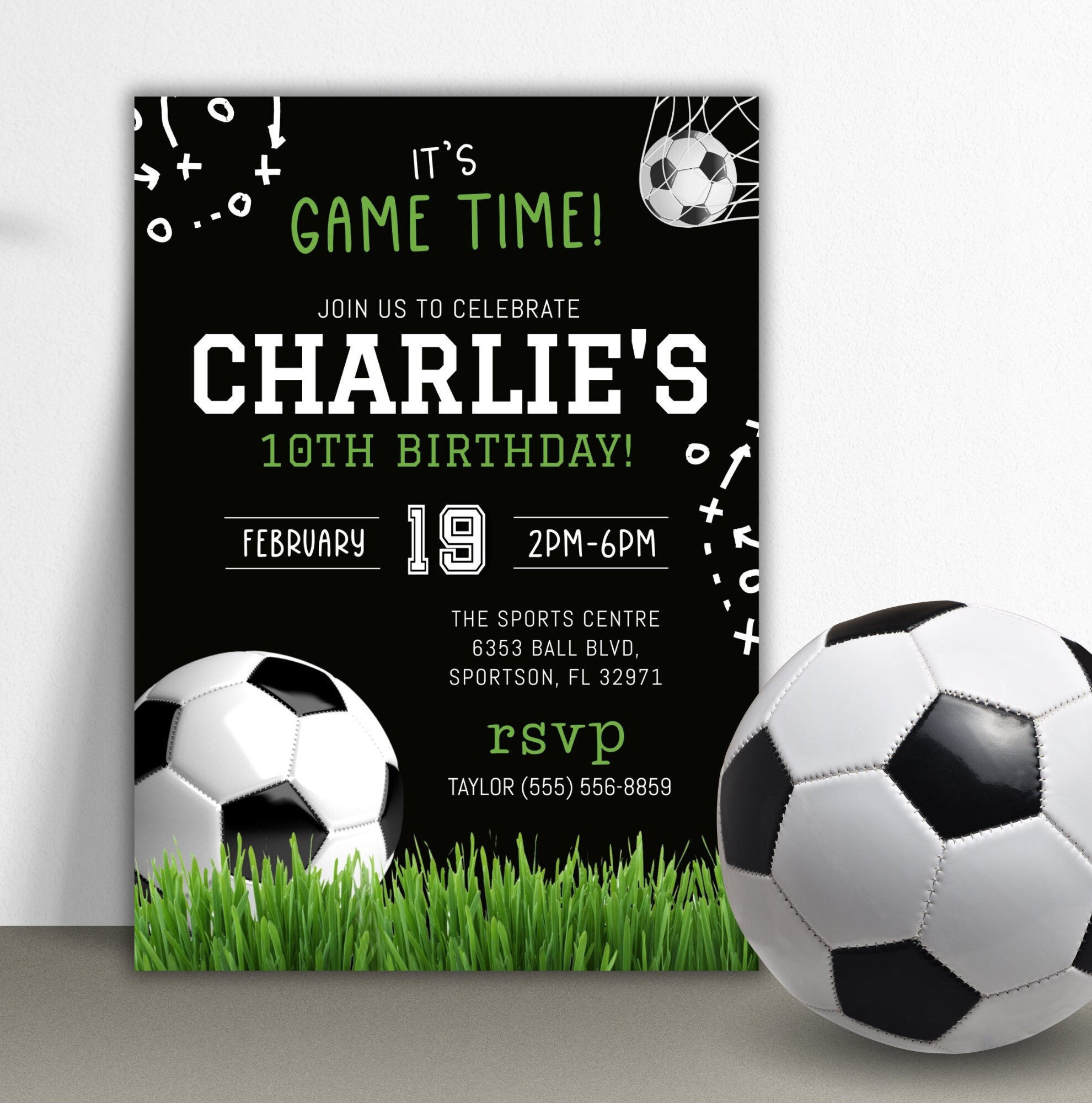 Soccer Birthday Party Invitation: Editable Game Time Invite (Digital Download)