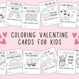 Cartes à colorier pour la Saint-Valentin pour enfants, lot de 24 étiquettes cadeaux pour la Saint-Valentin, coloriez vos propres cartes pour la Saint-Valentin pour étudiants et camarades de classe