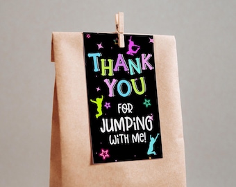 Etiquetas de agradecimiento para cumpleaños de trampolín: etiquetas de recuerdo para fiesta de salto (imprimibles)