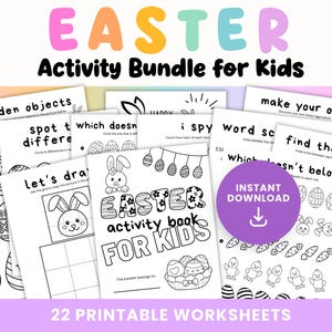 Easter Activity Worksheets for Kids: 20 Printable Activities, Games & Coloring Pages (PDF)