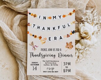 In My Thankful Era Thanksgiving Dinner Invitation (Digital Download)