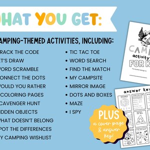 Camping Activity Bundle for Kids: 21 Printable Games (PDF) image 3