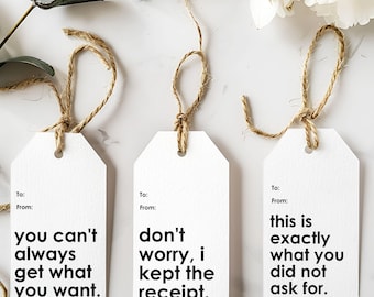 Sarcastic Gift Tags: Funny Printable Gift Labels (Set of 18) (Digital Download)