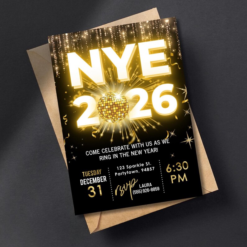 Elegant Black and Gold NYE Party Invitation: Editable 2026 Countdown (Digital Download) image 12