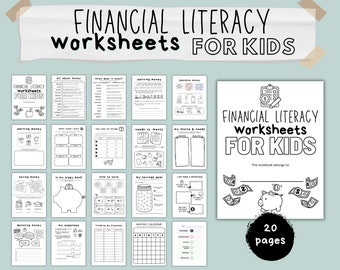 Financial Literacy Workbook for Kids, Teach Learn About Money Printable Activities for Kids, Classroom Money Activity, Allowance Tracker Kid