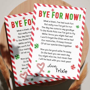 Bearbeitbarer Elf-Auf Wiedersehensbrief, Dezember-Abschiedskarte, Weihnachtself-Aktivität des Weihnachtsmanns, Elf-Auf Wiedersehen-Brief an Kinder, druckbare Vorlage