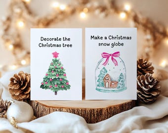 64 Tarjetas de Actividades Navideñas para el Adviento / Ideas para el Adviento + Plantillas en Blanco / Cuenta Atrás Navideña para Niños / Plantilla Editable