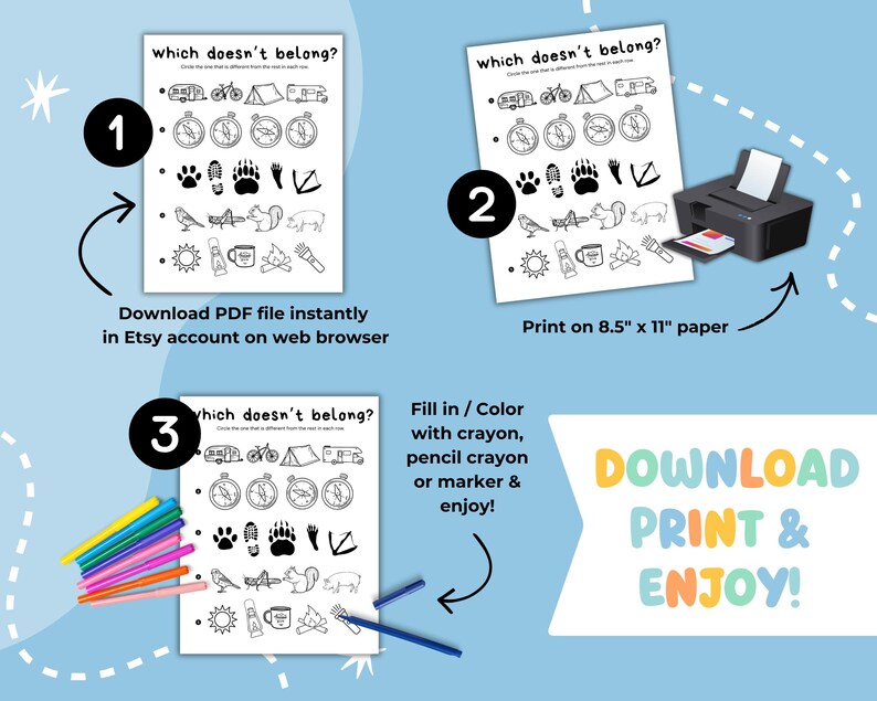 Camping Activity Bundle for Kids: 21 Printable Games (PDF) image 9