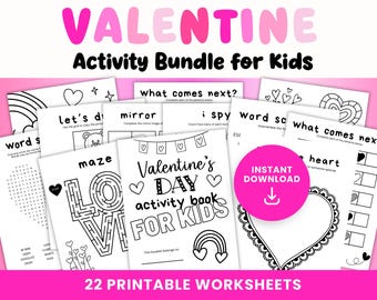 Valentine's Day Activity Bundle for Kids: Games & Coloring Pages (PDF)