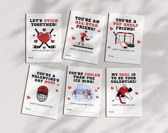 Hockey Valentine's Day Cards for Kids: Printable Classroom Valentines (PDF)