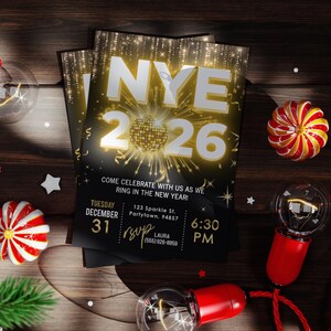 Elegant Black and Gold NYE Party Invitation: Editable 2026 Countdown (Digital Download) image 9
